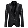 thumbnail image 5 of JAJAHO Sparkly Sequins Suit Set For Men Business Dress Wear Long Sleeve Glitter Button Up Slim Fit Suit Jacket Pants For Formal Wedding 2 Piece Soft Outfit, 5 of 7