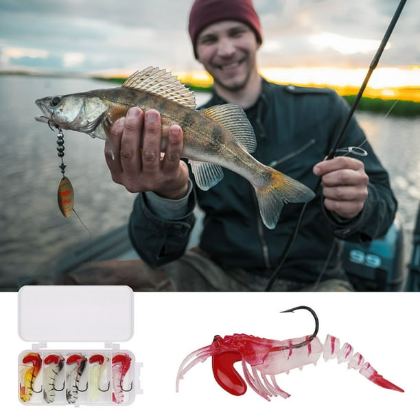 fastboy 5Pcs Shrimp Soft PVC Lifelike Fishing Lure with Hooks Mixed Colors  Bionic Prawns Artificial Baits Tackle Sea Craws Suit 