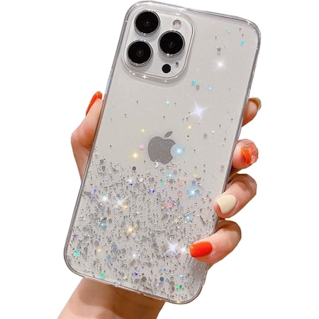 Bling Glitter Case for iPhone 14 Pro Max 6.7 parkle Transparent Flexible TPU Thin Slim Lightweight Soft Bumper Protective Case for Apple New iPhone 14 Pro Max 6.7 inch 2022 (Clear)