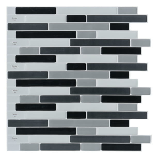 Longking Gray Mix 12 In X 12 In Peel And Stick Wall Tile Backsplash 10 Pack Walmart Com Walmart Com