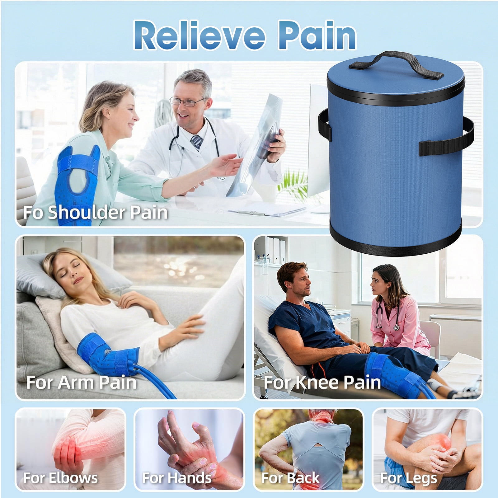 Cold Therapy Machine, Ice Machine for Knee After Surgery, cryotherapy Systerm with Pump, Adjustable Timer, Ideal for Knee Replacement Recovery, ACL,Swelling, Sprains, and Other Injuries (Blue)