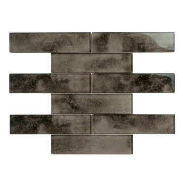 5 pack Dark Gray 11.8 in. x 11.8 in. Polished Glass Mosaic Floor and Wall Tile (4.83 sq. ft./Case)
