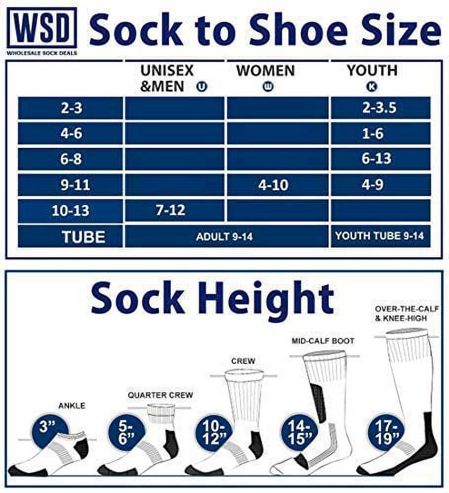 SOCKS'NBULK 60 Pairs Wholesale Bulk Sport Cotton Unisex Crew, Ankle, Tube Socks, Men Woman Children Sock Size 10-13" (Kids White Crew 6-8)