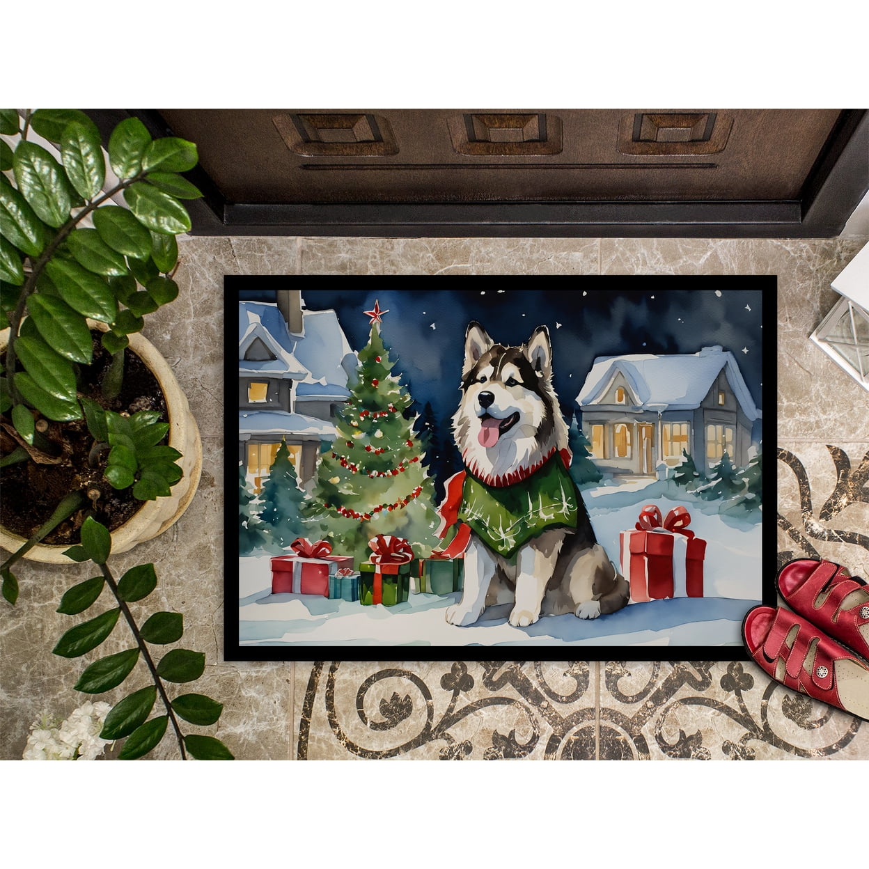 Carolines Treasures DAC2592MAT 0.15 x 18 x 27 in. Alaskan Malamute Cozy Christmas Doormat