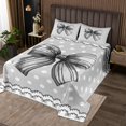 thumbnail image 2 of Erosebridal Grey Bow Coverlet Set King for Teens, Dreamy Princess Bedding Set, Geometry Decor, 2 of 5