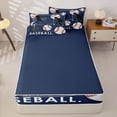 thumbnail image 4 of Castle Fairy Eat Sleep Baseball Zipper Twin Comforter Sets with Fitted Sheet and 2 Pillowcases, Sport Theme Zipper Bedding Set, Navy White,4-Piece,Navy Blue Reversible, 4 of 6