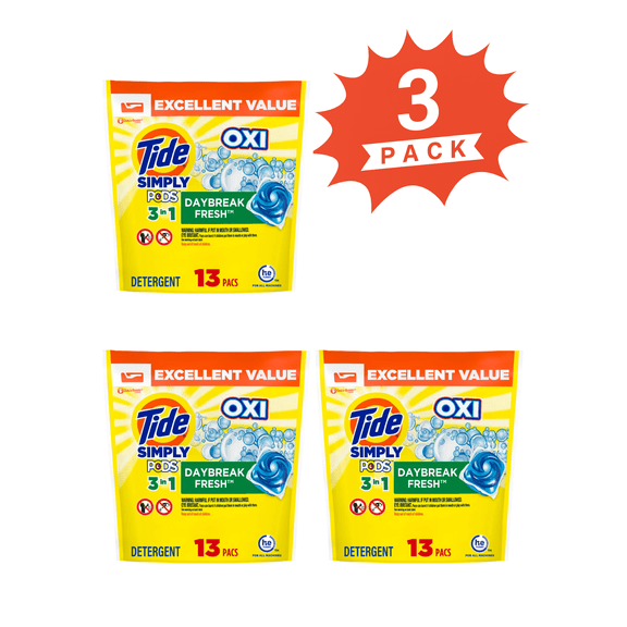 Tide Simply PODS Oxi Daybreak Fresh Laundry Detergent Pacs (Pack 3) - 39 Count