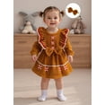 thumbnail image 5 of BemeyourBBs Newborn Baby Girl Christmas Outfit Velvet Gingerbread Romper Dress Long Sleeve Bodysuit Jumpsuit Headband Fall Winter Clothes, 5 of 9