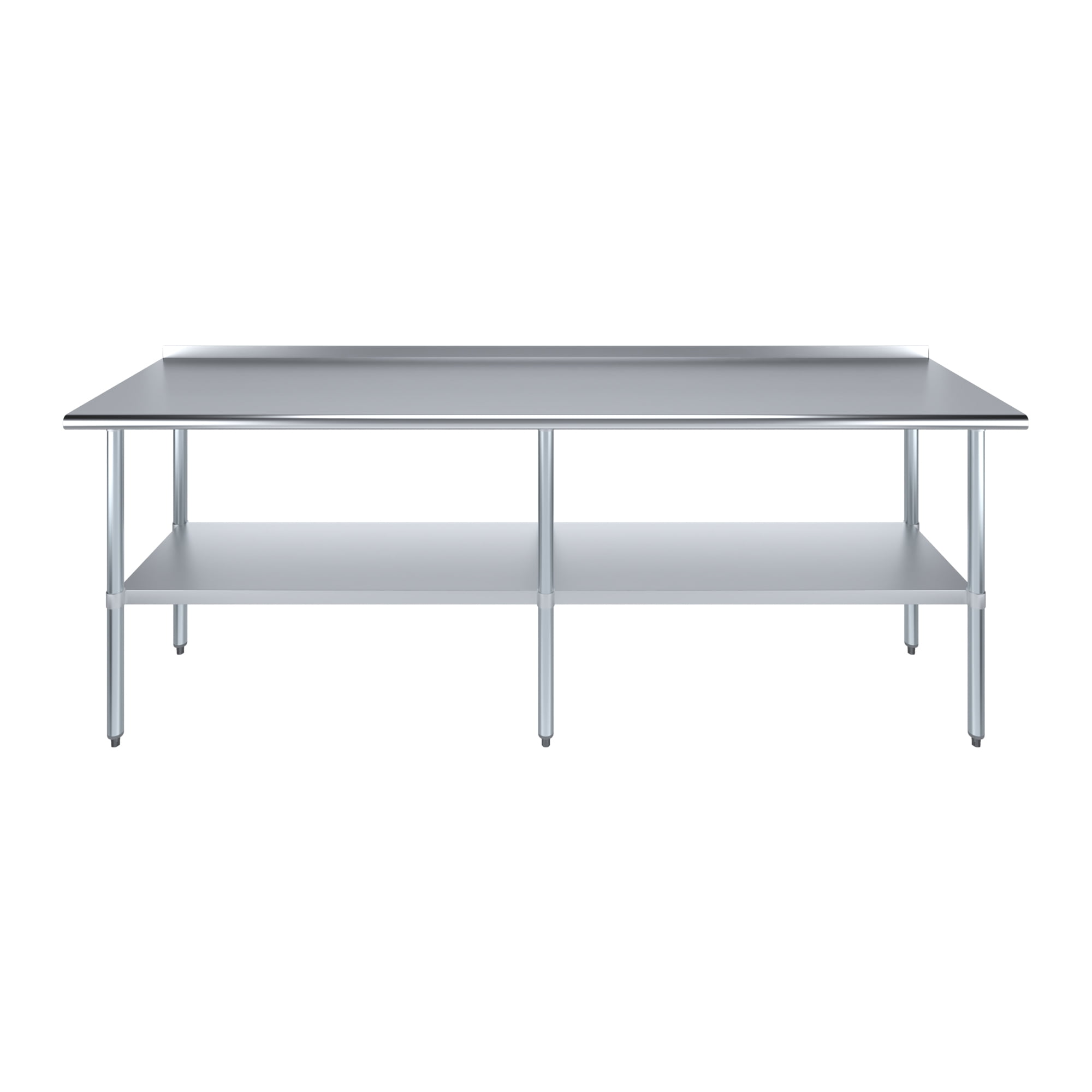 AmGood 24 in. x 96 in. Stainless Steel Work Table with 1.5 in. Backsplash | Metal Kitchen Food Prep Table