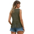thumbnail image 5 of GEWSEY Women Tassel Vest 70s Hippie Cowgirl Western Suede Rivets Sleeveless Fringe Waistcoat Streetwear Outerwear (Army Green, M), 5 of 7
