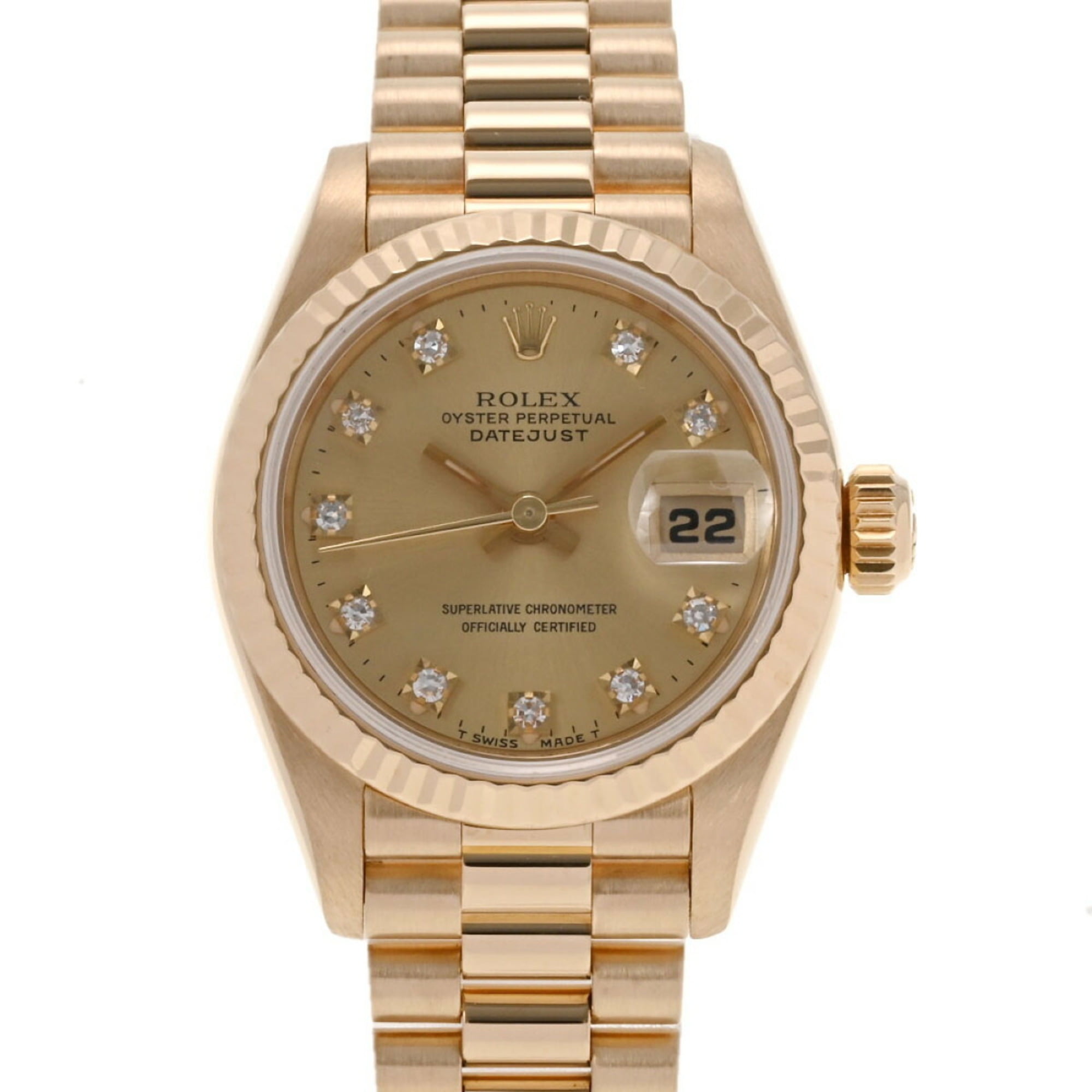 Authenticated Used ROLEX Rolex Datejust 10P Diamond 69178G Women's YG
