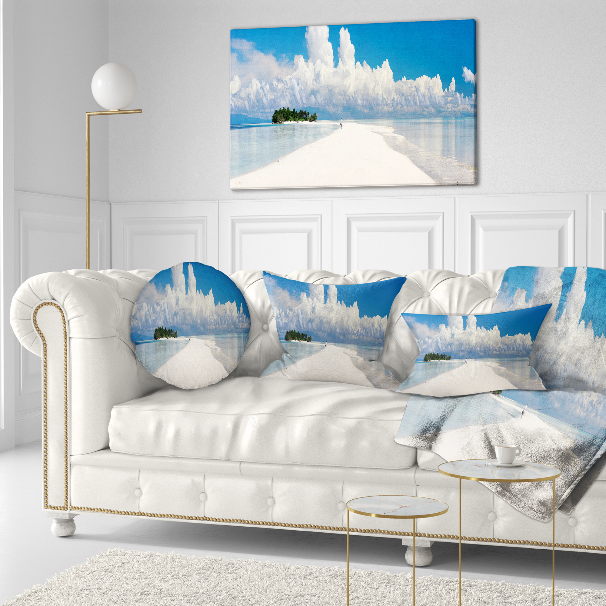Designart Tropical Island Panorama - Landscape Photography Throw Pillow - 12x20