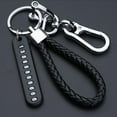 thumbnail image 1 of Car Key Keyring Anti-lost Car Phone Number Steel Buckle keyring car Keychain with Braided Rope, Black Rope, Silver Buckle, 1 of 8