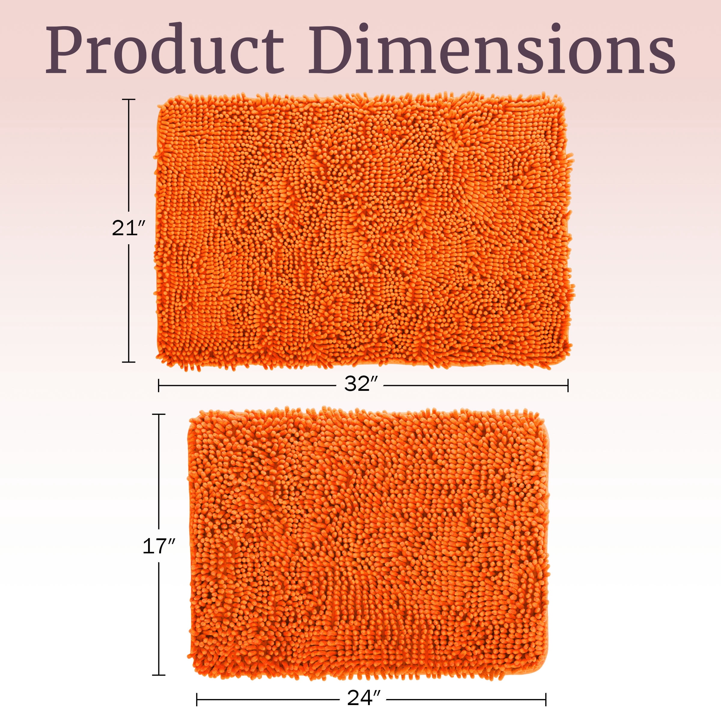 Lavish Home 2-Piece Memory Foam Bath Mat Set with Non-Slip Base (Orange)