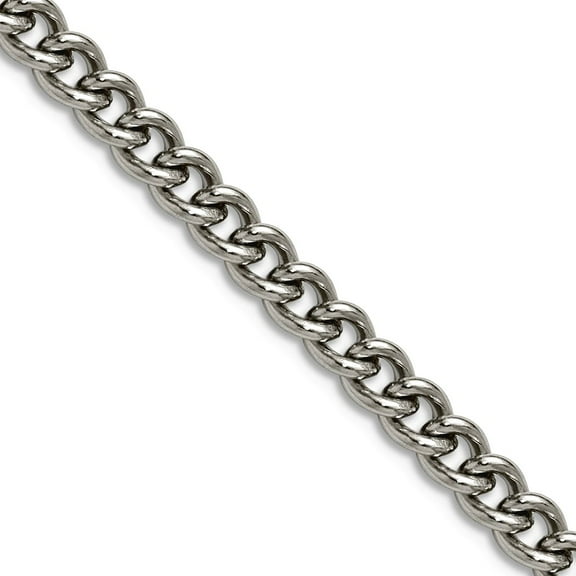 Stainless Steel Polished 4.5mm Round Curb Chain Necklace 24 Inch Chain Necklace for Women and Men