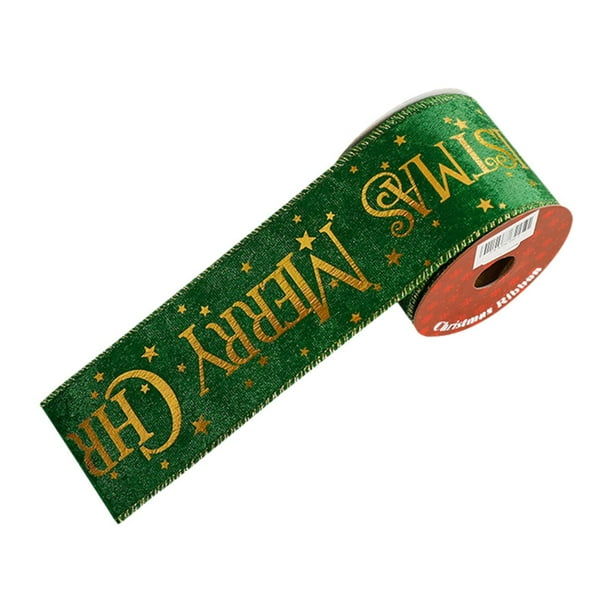 Cinta navideña,Manualidades para árboles de Navidad con cintas para envolver regalos,Cinta navideña para coronas,lazos y regalos,Cinta decorativa para decorar el árbol de Navidad,Lazos Verde