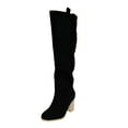 thumbnail image 3 of Willtoo Women's Thigh High Boots Fashion Casual Suede Over The Knee Block High Heels Long Sexy Pointed Toe Tall Boots for Women Ladies Black US-9（EU-42）, 3 of 9