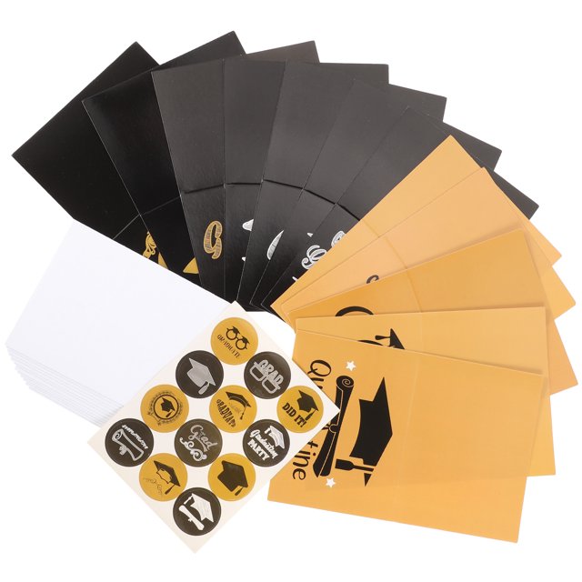 STRANDCHIC 1Set Graduation Greeting Cards for Party with Paper Material Assorted Colors and Elegant Graduation Elements
