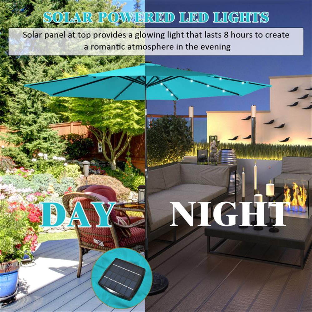 Spaco 10 Feet Outdoor Patio Umbrella with Bright Solar LED Lights, Outdoor Umbrellas for Patio, Patio Table Umbrella, Deck Umbrella-Turquoise