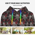 thumbnail image 4 of Lsque Skull and Red Roses Pattern Casual Women's Hoodie,Hooded Sweatshirt with Kangaroo Pocket,Pullover Hoodie with Eye-catching Drawstrings-Medium, 4 of 7