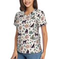 thumbnail image 5 of Yiaed Black Cat And Snake Print Women's T Shirt V-Neck Short Sleeve Shirt Casual Breathable Tee Summer Tops-3X-Large, 5 of 5
