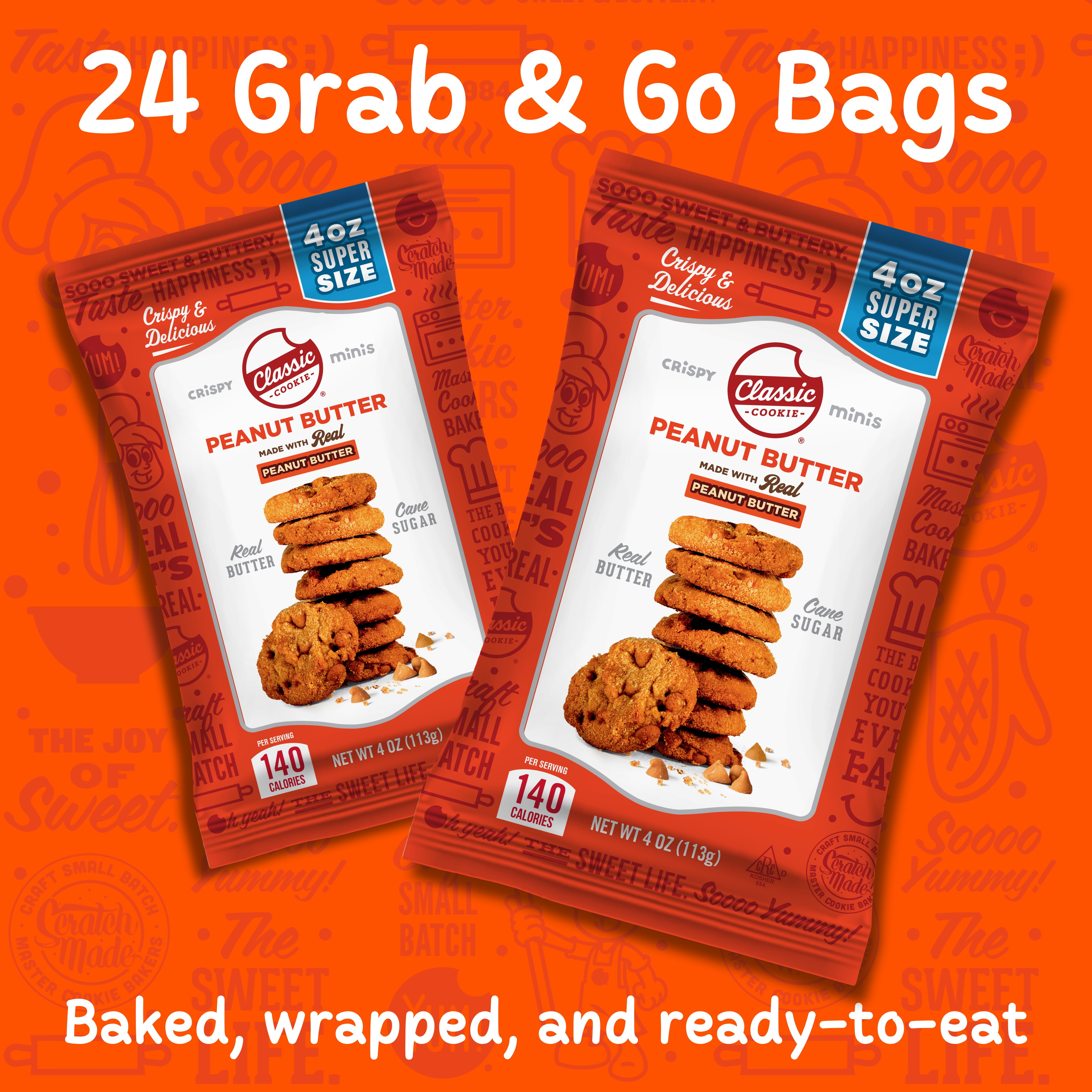 Classic Cookie Peanut Butter Crispy Mini Cookies 24 Count, 4oz Bags