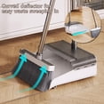 thumbnail image 4 of Broom with Dustpan Set, Dust Pan and Broom with Long Handle and Comb Teeth, Heavy Duty Upright Standing Dustpan Broom Combo for Home Kitchen Office Lobby Floor Cleaning (Grey + White), 4 of 7