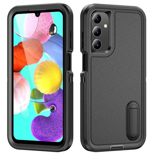 for Samsung Galaxy A15 Case, Samsung Galaxy A15 Phone Case with Built in Kickstand, Shockproof/Dustproof/Drop Proof Heavy Duty Military-Grade Rugged Protective Cover for Samsung Galaxy A15,Black