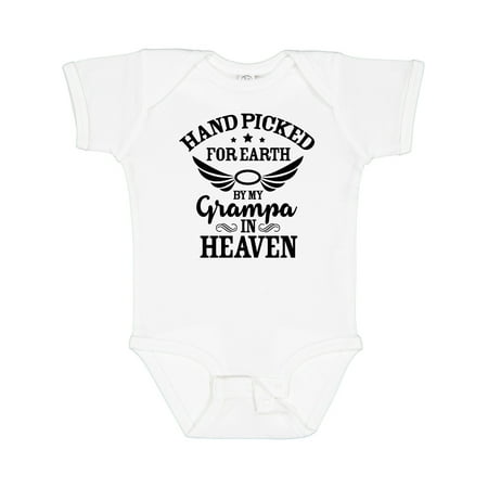 

Inktastic Handpicked for Earth by My Grampa in Heaven with Angel Wings Boys or Girls Baby Bodysuit