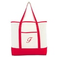 thumbnail image 2 of DALIX Monogram Bag Personalized Totes For Women Open Top Red Initial F, 2 of 8