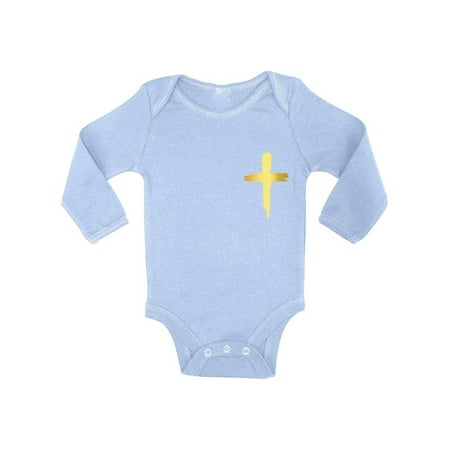 

Awkward Styles Golden Cross Baby Bodysuit Jesus Long Sleeve Tops for Newborn Baby Christian Cross Clothes for Baby Boys Christian Bodysuits for Baby Girls Jesus Clothing for Baby Kids Cross One Piece