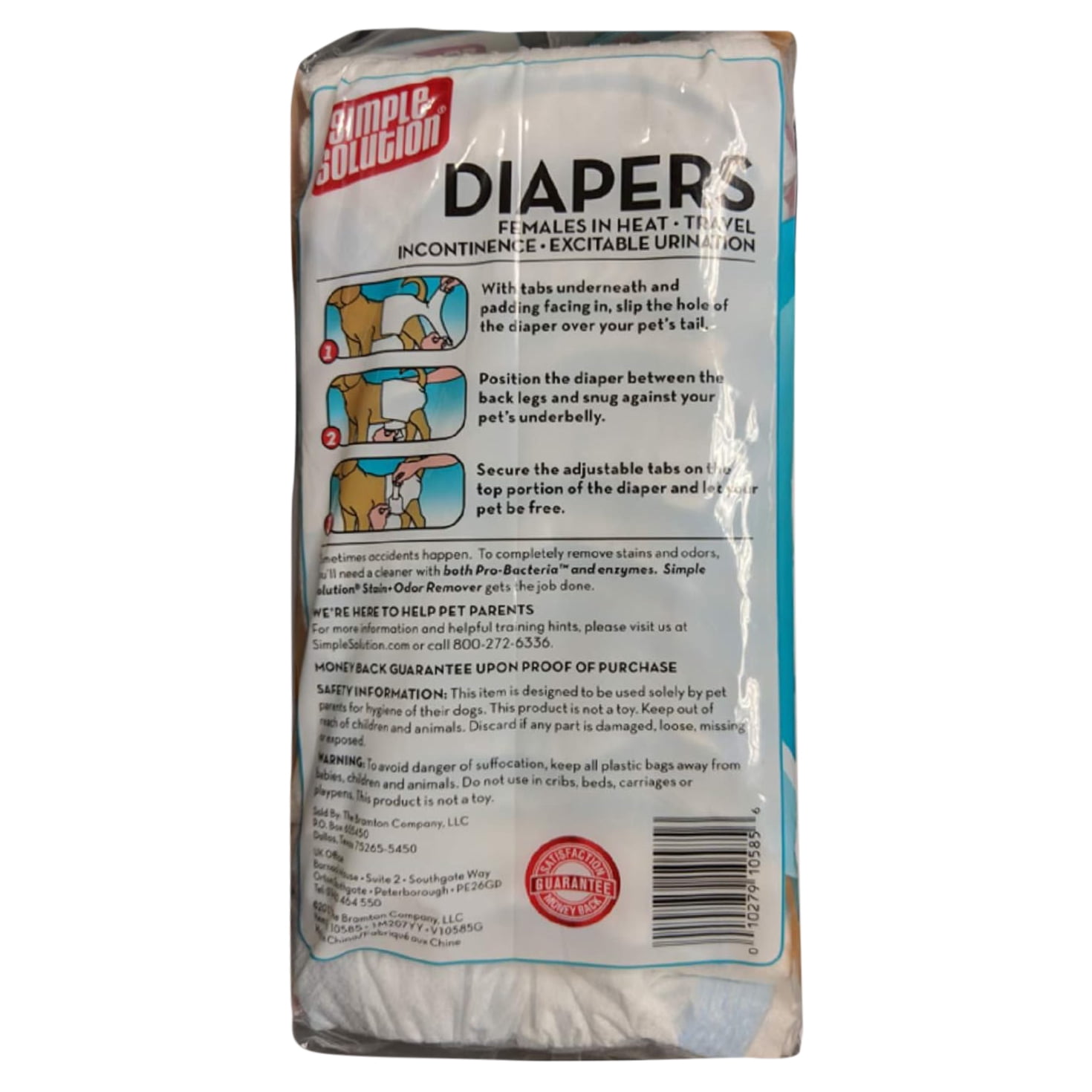 Simple Solution Disposable Dog Diapers for Female Dogs, Large- 12 Count
