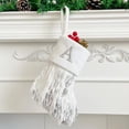 thumbnail image 5 of Calcetines navideños blancos 2024 con letras bordadas, medias de punto, reutilizables, para colgar en el árbol de Navidad, bolsa de regalo, colgante de media, decoración del hogar, 5 of 5