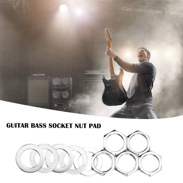 Juego de tuercas de arandela para conector de tuerca de bajo de guitarra de 3/8 pulgadas (plata) Likrtyny Accesorios para instrumentos musicales