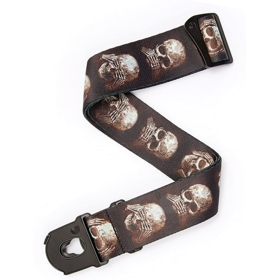 D'Addario Alchemy Planet Lock Guitar Strap, Muted Skulls, 50ALP01