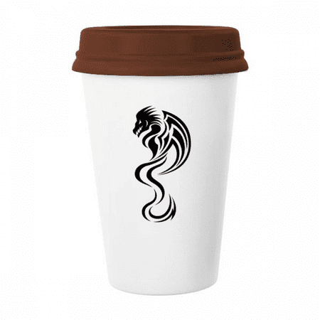 

Dragon Animal Art Grain Outline Mug Coffee Drinking Glass Pottery Cerac Cup Lid