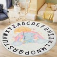 thumbnail image 1 of TEMBR Round Kids Playroom Rug-Alphabet Nursery Rug for Bedroom - Playtime Collection, Learning & Game Carpet for Classroom, Best Shower Gift for Infant Toddlers (Round 39.4", ABC Elephant), 1 of 8