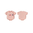 thumbnail image 2 of Suealasg Baby Girls Summer Sweet Romper Infant Short Sleeve Round Neck Bow Embroidery Romper, 2 of 9