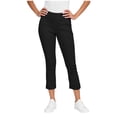 thumbnail image 3 of AHTJRT Women's Cropped Pants Straight Leg Mid Rise Work Pants Lightweight Summer Pull-On Business Athletic Gym Yoga Trousers Black XL, 3 of 8