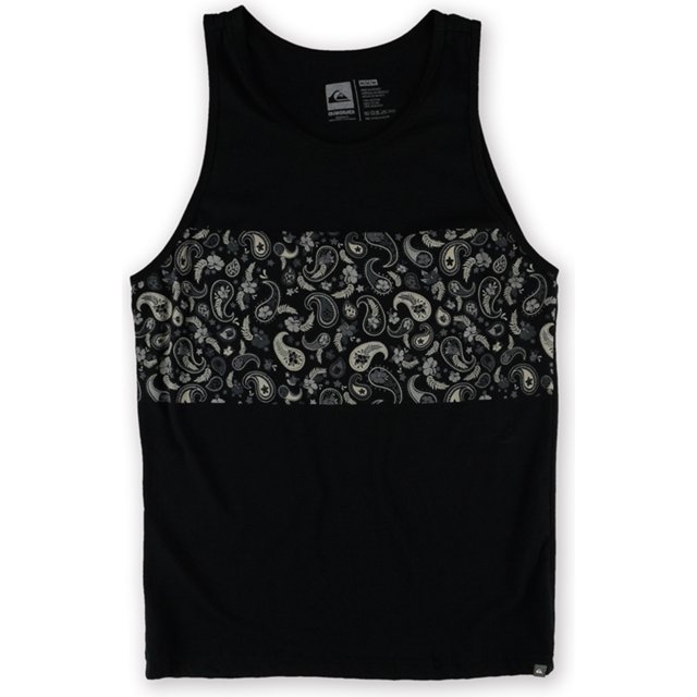 Camiseta sin mangas Quiksilver Original Stripe MR1 para hombre, negro, mediano Quiksilver Camiseta sin mangas