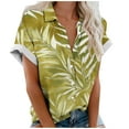 thumbnail image 2 of Byworldtasic Women's Collared Shirt Women Hawaiian Shirt Button Down Blouse Summer Beach Cool Short Sleeve V Neck Tops Green-4, 2 of 4