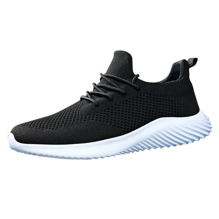 

gvdentm Mens Casual Sneakers Size 13 Men Solid Color Mesh Lace Up Casual Shoes Comfortable Breathable Soft Sole