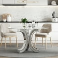 thumbnail image 3 of SHYFOY Modern Glass Rhinestone C-Shape Base Dinner Table, Multicolor, 3 of 8