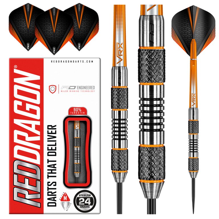 Amberjack Tungsten Darts Set - 24g, 28g, Or 30g Weight, Includes Flights & Stems, Professional Match Weighted Darts