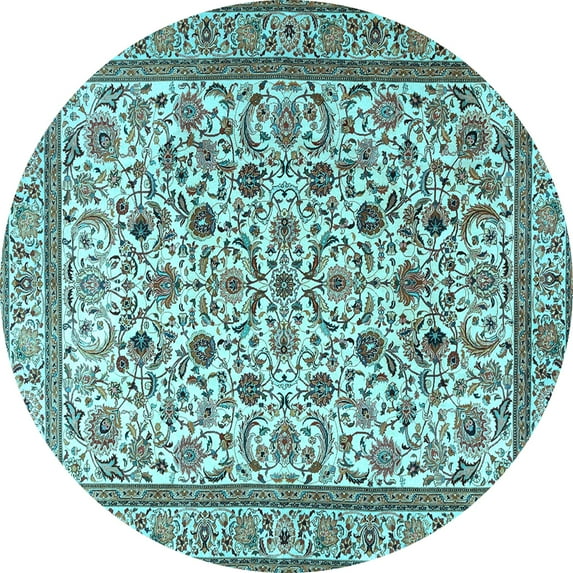 Ahgly Company Indoor Round Persian Light Blue Traditional Area Rugs, 4' Round
