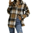 thumbnail image 2 of Blmnix Cottagecore Button Up Shirt Women Plaid Brown Shirts for Women V-Neck Long Sleeve Tees, 2 of 7