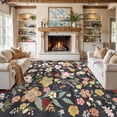 thumbnail image 2 of YOUFORTONG 9x12 Washable Area Rug, Vintage Floral Scalloped Large Carpet, Non Slip Stain Resistant Low Pile Soft Thin Rug for Living Room Bedroom Dining Room Kitchen,Black, 2 of 7