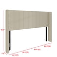 thumbnail image 6 of Home Design Ipswich Queen Upholstered Wingback Headboard with Nailhead Trim, Modern Vertical Channel Tufting, Beige, Easy Assembly, 6 of 9