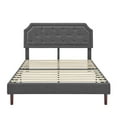 thumbnail image 2 of King Platform Bed with Arched Headboard and Fabric Upholstery, Gray, 2 of 5