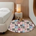 thumbnail image 2 of Round Rugs 8Ft, Pink Blue Spring Floral Round Area Rug Washable Indoor Throw Carpet, Vintage Botanical Flower Large Non Slip Circle Rug for Kids Room RV Home Decor Aesthetic, 2 of 8